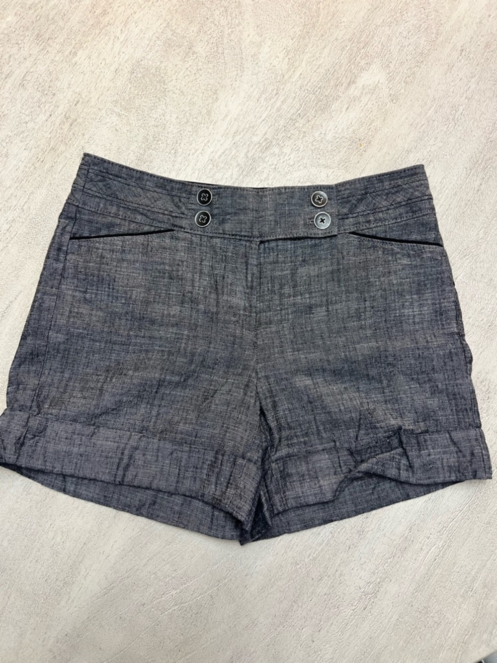 White House Black Market Charcoal High-Waist Linen-Blend Shorts